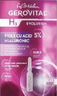 Gerovital H3 Evolution Fiole pentru față cu acid hialuronic 10 fiole x 2 ml