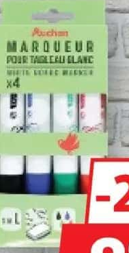 Auchan Set 4 markere whiteboard vârf gros L