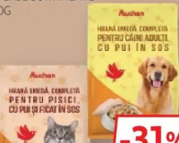 Auchan Hrană umedă pentru câini și pisici diverse sortimente 100 g