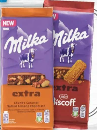 Milka ciocolată cu lapte și migdale sărate caramelizate/cu alune întregi/cu lapte extra Lotus Biscof
