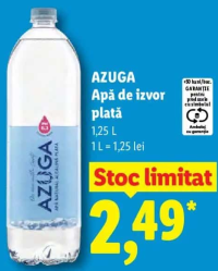 Azuga Apă de izvor plată 1,25 L