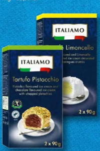 ITALIAMO Înghețată tartufo cu aromă de lămoncello / fistic 2 x 90 g
