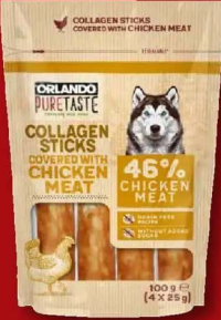 Orlando Pure Taste Batoane de colagen pentru căței învelite în carne de pui 100 g