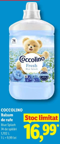 Coccolino Balsam de rufe Blue Splash 74 de spălări 1,702 L