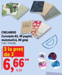 CRELANDO Carnețele A5, 40 pagini, matematică, 80 gmp 1 set / 3 bucăți