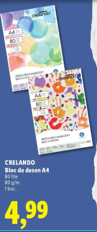 Crelando Bloc de desen A4 80 file