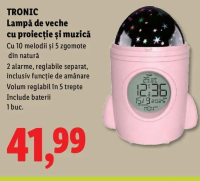 TRONIC Lampă de veghe cu proiecție și muzică 1 buc.