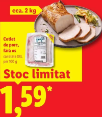 Cotlet de porc, fără os, cantitate XXL per 100 g cca. 2 kg