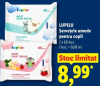 Lupilu Şervețele umede pentru copii 2 x 60 buc.