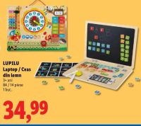 Lupilu Laptop / Ceas din lemn 84 / 14 piese