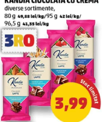 Kandia Ciocolată cu cremă diverse sortimente, 80 g / 95 g / 96,5 g