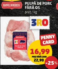 HANUL BOIERESC PULPĂ DE PORC FĂRĂ OS pret/kg