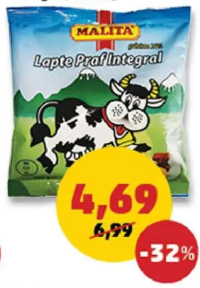 MALITA LAPTE PRAF INTEGRAL 26% grăsime 130 g