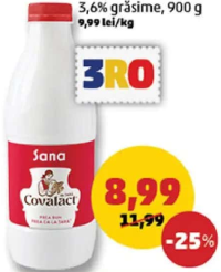 COVALACT SANA 3,6% grăsime, 900 g