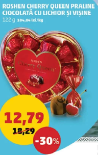 ROSHEN CHERRY QUEEN PRALINE CIOCOLATĂ CU LICHIOR ȘI VIȘINE 122 g