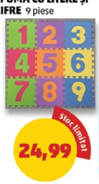 Covor Puzzle din spumă cu litere și cifre 9 piese