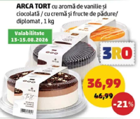 ARCA TORT cu aromă de vanilie și ciocolată / cu cremă și fructe de pădure / diplomat 1 kg