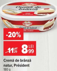 Président Cremă de brânză natur 180 g