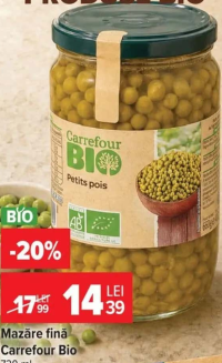 Carrefour Bio Mazăre fină 720 ml