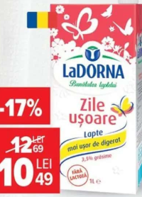 LaDorna Zile Ușoare Lapte fără lactoză 3.5% grăsime 1 L