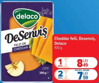 Delaco Desenviș Cheddar felii 100 g 2 buc