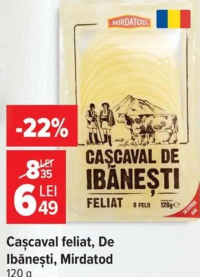 Mirdatod Cașcaval de Ibănești feliat 120 g