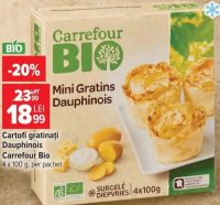 Carrefour Bio Cartofi gratinați Dauphinois 4 x 100 g