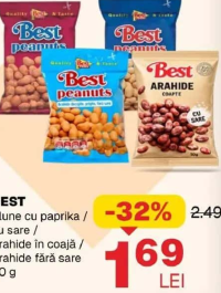BEST Alune cu paprika / cu sare / Arahide în coajă / Arahide fără sare 50 g