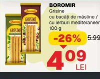 BOROMIR Grisine cu bucăți de măsline / cu ierburi mediteraneene 100 g