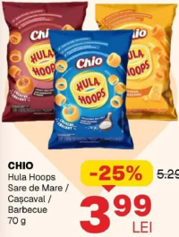 CHIO Hula Hoops Sare de Mare / Cașcaval / Barbecue 70 g