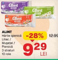 ALINT Hârtie igienică Liliac / Mușețel / Piersică 3 straturi 10 role