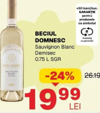 BECIUL DOMNESC Sauvignon Blanc Demisec 0.75 L SGR
