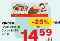 KINDER Cards Biscuiți Cocoa & Milk 128 g