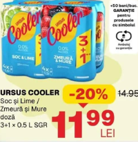 URSUS COOLER Soc și Lime / Zmeură și Mure doză 3+1 x 0.5 L SGR