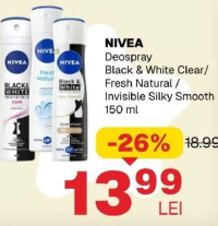 NIVEA Deospray Black & White Clear/ Fresh Natural / Invisible Silky Smooth 150 ml