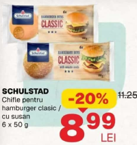 SCHULSTAD Chifle pentru hamburger clasic / cu susan 6 x 50 g