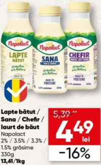 Napolact Lapte bătut / Sana / Chefir / Iaurt de băut 330g