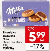 Milka Biscuiți cu ciocolată choco mini stars 150g