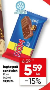 Rom Înghețată sandwich 140ml