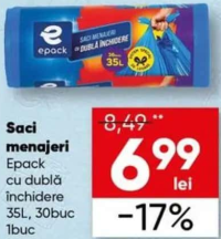 Epack Saci menajeri cu dublă închidere 35L 30buc