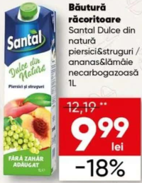 Santal Dulce din natură piersici&struguri / ananas&lămâie Băutură răcoritoare necarbogazoasă 1L