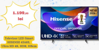 Hisense Televizor LED Smart 43A6S, Ultra HD 4K, HDR, 108cm