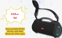 Boxa portabila MYRIA MY2412, 40W RMS, Bluetooth, IPX6, negru
