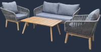 BRICO DEPOT Set mobilier gradina/terasa Vitello, masa + 2 fotolii + canapea, 4 piese, gri-maro