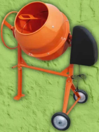 Betoniera Bisonte BBY, 120 L, 230V, motor 375W, 36 RPM, cuva din otel, portocaliu