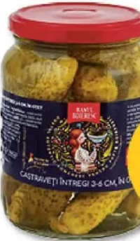 Hanul Boieresc Castraveți întregi în oțet 3-6 cm 670 g