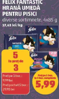 Felix Fantastic Hrană umedă pentru pisici diverse sortimnete 4x85 g
