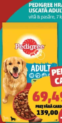 Pedigree Hrană uscată adult vită & pasăre 7 kg