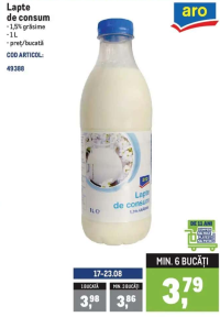 aro Lapte de consum 1,5% grăsime 1 L