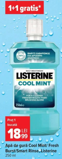 Listerine Apă de gură Cool Mint/ Fresh Burst/Smart Rinse 250 ml